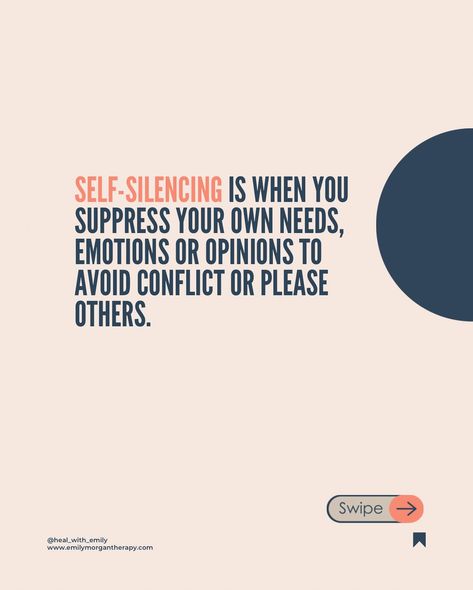 ❓ Do you often feel unheard because you don’t speak up? 🌟 Self-silencing can stem from past experiences where expressing yourself felt unsafe or unimportant. 🕊️ Imagine someone who grew up in an environment where their opinions were dismissed. As an adult, they might struggle to share their thoughts, fearing rejection or conflict. 💬 Recognizing the pattern of self-silencing can help you begin to express yourself and improve your relationships. 👉 Follow @heal_with_emily if you’re ready to ... Taking On Others Emotions, Feeling Unimportant To Someone, How To Not Absorb Others Emotions, Feelings Being Invalidated, Emotionally Disconnected, Feeling Unheard, How To Validate Someone’s Feelings, Speaking Your Truth, Feeling Unimportant