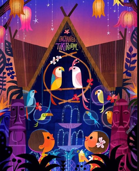 Joey Chou, Deco Disney, Disney Enchanted, Tema Disney, Enchanted Tiki Room, Tiki Art, Retro Disney, Disney Artists, Disney Posters