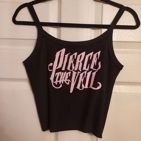 Pierce The Veil Shoes, Push Up Bra Tank Top, Scene Tank Top, Pierce The Veil Merch, Pierce The Veil Concert Outfit, Pierce The Veil Shirt, Gothic Lingerie, Graphic Crop Top, Pierce The Veil