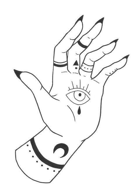 "Hand with an Eye Tattoo" Art Print by RainyTuesday | Redbubble Hand Tattoos Easy To Draw, Draw On Hand, Tattoos To Draw, Easy Tattoos To Draw, Easy Tattoos, Line Drawing Tattoos, Small Wave Tattoo, Tattoos For Black Skin, Line Art Tattoos