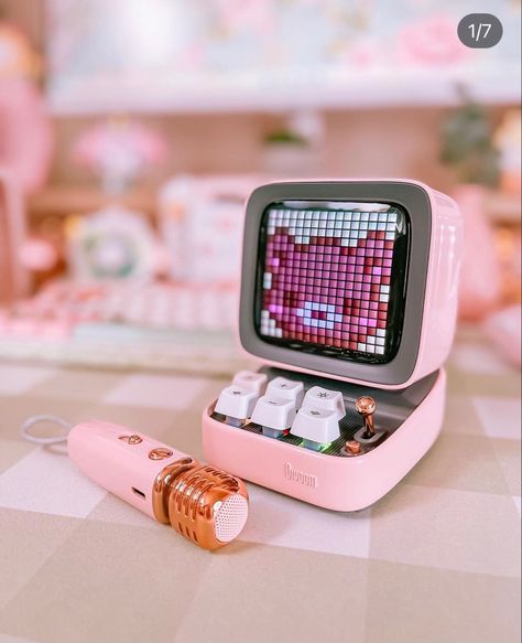 If you dont have a divoom for youur office this is your sign! #pastelcore #office #officedesignideas #officedesignideas #pinkcore #pinkaesthetictheme #pinkoffice #workfromhome #divoom #aesthetic #pinkmusthaves #officemakeover #gameraccessories #gamersetup #gamergirlsetup #pinkgamingsetup gaming setup #gaminglife Divoom Aesthetic, Retro Pixel Art, Dream Desk, Gamer Setup, Music Visualization, Pc Gaming Setup, Pink Office, Pixel Art Games, Computer Icon