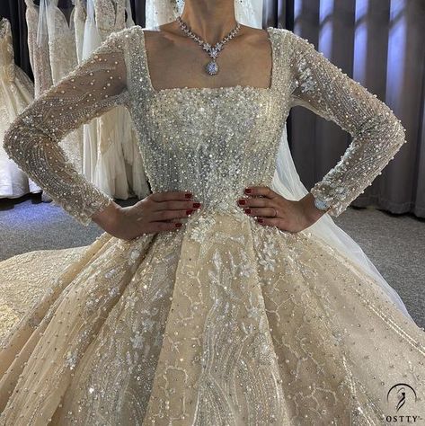 Big Ball Gown Wedding Dress, Full Wedding Dress, V Neck Wedding Dresses, Royal Train, Wedding Dress Fabric, Long Train Wedding Dress, White Wedding Gowns, Flowers Decoration, V Neck Wedding Dress