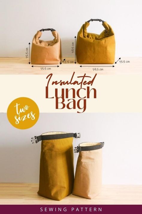 Lunch Bag Sewing Pattern, Lunch Bag Sewing, Fabric Lunch Bag, Lunch Bags Pattern, Diy Lunch Bag, Bag Sewing Pattern, Astuces Diy, Modern Bag, Sac Lunch