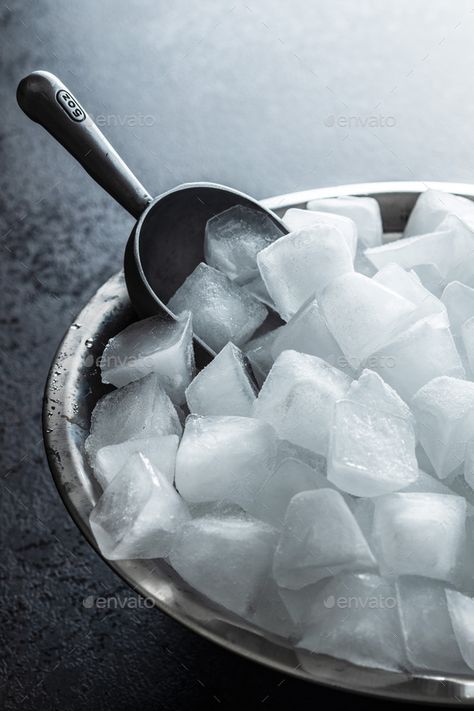 Cold ice cubes. by jirkaejc. Cold ice cubes in metal bowl. #Sponsored #cubes, #ice, #Cold, #bowl Ice Eater, Ice Scoops, Ice Bowl, Ice Scoop, Eating Ice, Cold Ice, Healthy Food Motivation, Beauty Products Photography, Metal Bowl