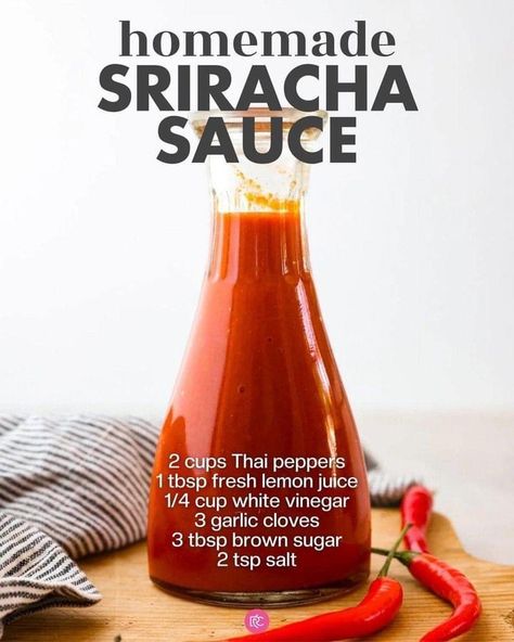 Homemade Sriracha Sauce Recipe, Sriracha Sauce Recipe, Thai Peppers, Salmon Rice Bowl, Homemade Sauce Recipes, Hot Sauce Recipes, Salmon And Rice, Sriracha Sauce, Homemade Sauce