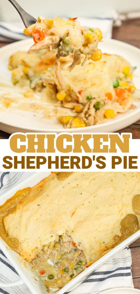 Shredded Chicken Shepards Pie, Rotisserie Chicken Shepherds Pie, Rotisserie Chicken And Gravy Over Mashed Potatoes, Shredded Chicken Mashed Potatoes, Chicken Shepherds Pie Easy, Chicken Shepard’s Pie, Rotisserie Chicken Recipes Leftover Skillet, Shepards Pie With Chicken, Chicken Casserole With Mashed Potatoes