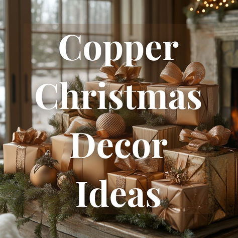 Create a warm holiday home with copper Christmas decor. Explore 13 elegant ideas, from copper accents to cozy brown tones for festive charm! Brown Copper Christmas Tree, Copper Tray Decor, Copper Christmas Tree Color Schemes, Copper Christmas Decor, Copper Colour Scheme, Christmas Tree Colour Scheme, Copper Christmas, Christmas 2025, Metallic Christmas