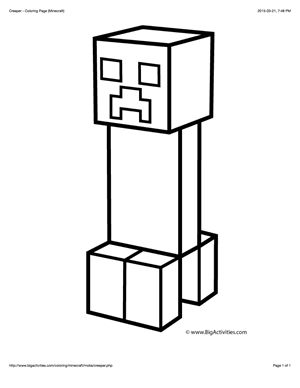 Minecraft coloring page with a picture of a creeper to color Printable Minecraft, Minecraft Printables, Lego Coloring Pages, Minecraft Coloring Pages, Creeper Minecraft, Minecraft Drawings, Minecraft Steve, Minecraft Pictures, Minecraft Characters