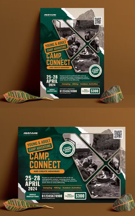 Youth Campfire Flyer Template PSD Flyer Advertisement Design, Product Flyer Design Layout, Flayer Designs Ideas, Camp Poster Design, Camp Flyer Design, Camping Poster, Camp Flyer, Logo Portfolio, Design Camp