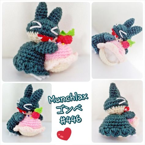 Munchlax Crochet Pattern, Crochet Pokemon Applique, Anime Crochet, Pokemon Crochet, Pokemon Crochet Pattern, Crochet Applique Patterns Free, Pokemon Dolls, Crochet Pokemon, Crochet Dragon