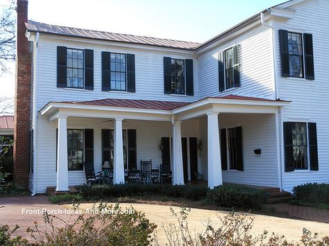 L-Shaped Front Porch | Uniquely designed L-shaped front porc… | Flickr L Shaped Porch, Southern Front Porches, Front Porch Pictures, Porch Pictures, Farmhouse Porches, House Awnings, L Shaped House, Cottage Exteriors, House Front Porch