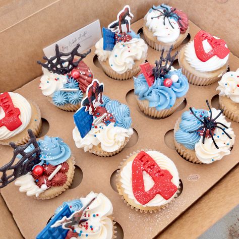 Spider Man Cake And Cupcakes, Spider Man And Friends Birthday Cake, Spider Man Birthday Cupcakes, Spiderman Birthday Cupcakes, Spidey And Friends Cupcakes, Spidey And His Amazing Friends Cupcakes, Spider Man Treats, Spiderman Cupcakes Ideas, Spider Man Cupcakes Ideas