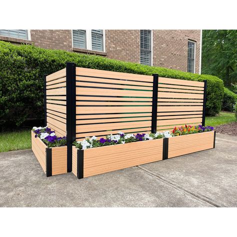 PRICES MAY VARY. DIMENSIONS: This slatted WoodTek vinyl privacy screen and planter box measures 44” H x 46” W x 9 1/2” L MAINTENANCE FREE WOODTEK VINYL: Made from state of the art WoodTek vinyl, it gives off the look and charm of wood without any of the hassle of having to stain or maintain BEAUTIFUL CEDAR COLOR FINISH: Beautiful and stylish cedar wood-like appearance. For an ash finish, search SKU EC18007 HIDE UNSIGHTLY ITEMS: Great for concealing items like garbage cans, A/C units, pool pumps, Vinyl Privacy Fence, Fence Screen, Privacy Fence Screen, Green Initiatives, Fence Screening, Green Environment, Privacy Screen Outdoor, Outdoor Privacy, Privacy Screens