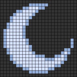 Alpha pattern #71048 | BraceletBook Minecraft Crescent Moon Template, Alpha Patterns 20x20, 2 Color Grid Pattern, Crochet Bag Grid Patterns, Crochet Bag Pixel Pattern, Moon Pixel Art Grid, Crescent Moon Pixel Art, Small Crochet Alpha Patterns, Alpha Patterns Moon