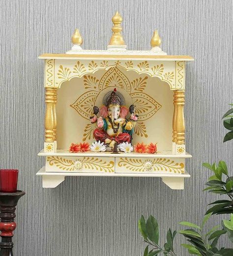 NAKODA PAINTINGS Beautiful Handcrafted Wooden Pooja Mandap/Home Temple With Doors & Drawers For Pooja Material (45.72 x 22.86 x 53.34 cm ). Colour Multicolour Material Wood Item Dimensions ( L X W X H ) 45.72 x 22.86 x 53.34 Centimeters Weight 4 Kilograms Mounting Type Wall Mount PAYMENT:- We Wood Pooja Mandir, Mandir With Door, Hanging Altar, Agarbatti Stand, Diya Holder, Puja Mandir, Paintings Beautiful, Painting Indian, Wooden Temple