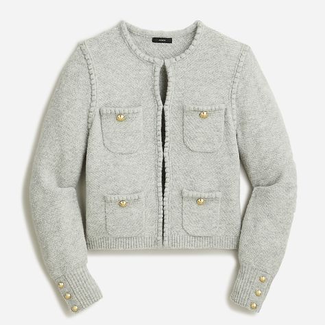 J.Crew: Odette Sweater Lady Jacket For Women Charlotte York, Lady Jacket, Jcrew Sweater, Sweater Blazer, San Fran, Knit Sweater Cardigan, Heather Gray, Cashmere Sweaters, Grey Sweater