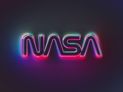 Blender Logo Design, 3d Title Design, Logo 3d Effect, Nasa Graphic Design, Neon Graphic Design, Neon Branding, Graphic Design Retro, Space Graphics, 3d Logos