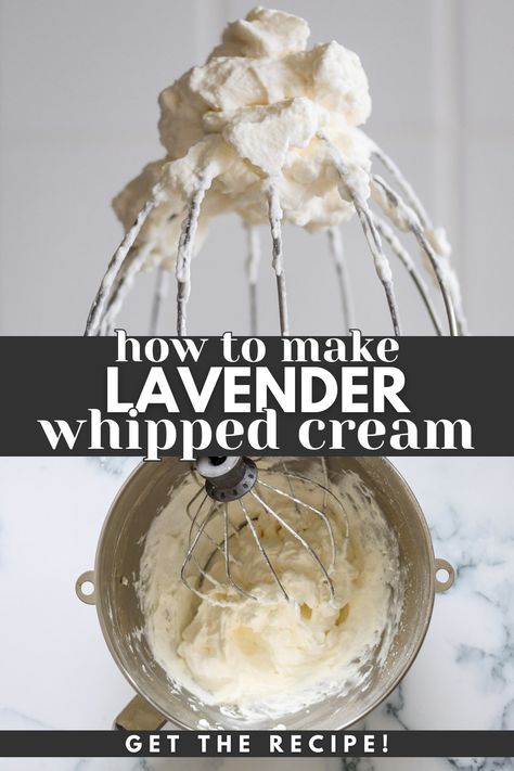 Lavender Whipped Cream. Lavender Whipped Cream, Lavender Mousse, Food With Lavender, Lavender Pie, Lavender Buttercream, Tea Flavored Desserts, Lavender Cream, Lavender Recipe, Lavender Desserts