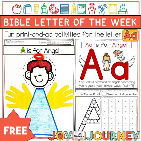 Bible Letter-of-the-Week Curriculum Bible Abc Preschool, Letter Of Week Activities, Preschool Bible Lessons, Preschool Letter, Kindergarten Letters, Preschool Bible, Understanding The Bible, Bible History, Letter Of The Week