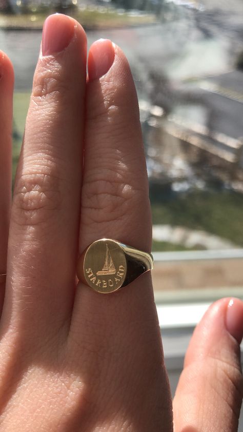 M Signet Ring, Signet Ring Aesthetic, Dream Jewelry, Signet Ring, Class Ring, Sailing