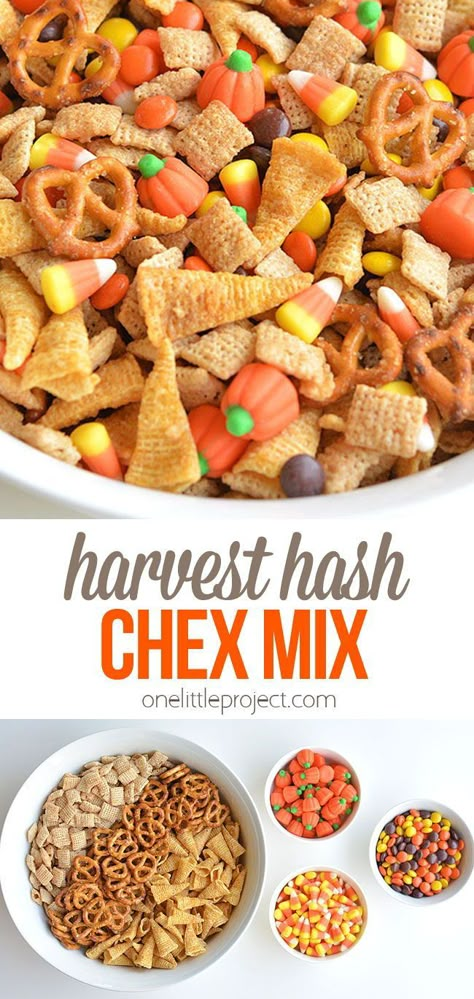 Halloween Harvest Hash, Make Your Own Chex Mix Recipe, Halloween Harvest Snack, Scarecrow Mix Recipe, Fall Tailgate Food Ideas, Harvest Hash Snack, Salty Mix Snack, Autumn Mix Candy Corn, Fall Snack Mix Ideas Sweet And Salty