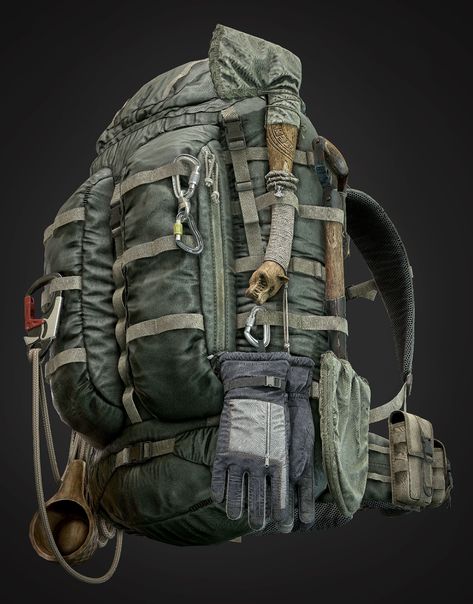 ArtStation - Hiking Backpack, Taha Mousavi Post Apocalypse Survivor, Survivalist Backpack, Survivor Character, Post Apocalyptic Survivor, Travelers Backpack, Apocalyptic Survivor, Bow Hunting Gear, Bushcraft Backpack, Hiking Supplies