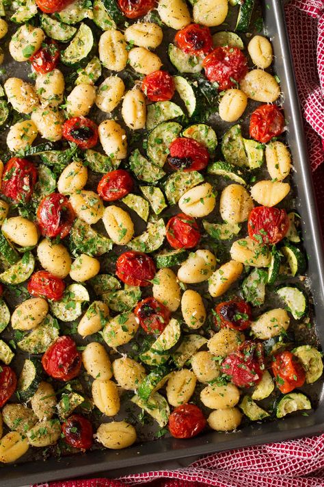 Gnocchi Parmesan, Sheet Pan Gnocchi, Zucchini And Tomatoes, Fresh Zucchini, Baked Gnocchi, Homemade Gnocchi, Potato Gnocchi, Cooking Tomatoes, Italian Sauce