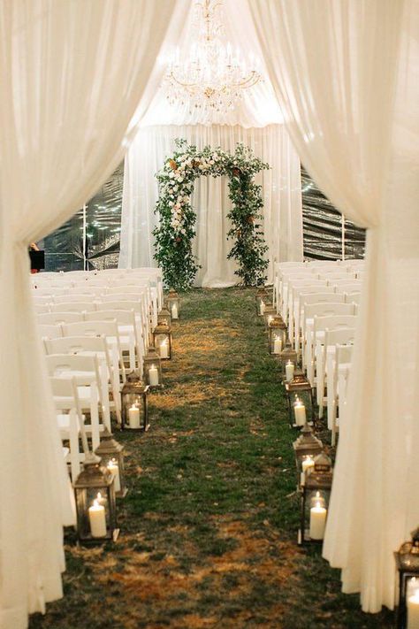 Tented wedding ceremony decor with candle lantern aisle markers {Aisle Markers} Book Advice, Wedding Ceremony Decorations Outdoor, Diy Outdoor Weddings, Rustic Wedding Decorations, Romantic Wedding Ceremony, Wedding Ceremony Ideas, Wedding Tent, Tent Wedding, Planner Book