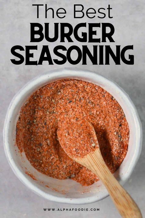 Make the BEST burgers with this simple 2-minute, 7-ingredient hamburger seasoning blend. It's salty, savory, a little spicy, with a touch sweet - ready to take burgers, veggies, and fries to the next level! Burger Seasoning Recipe, Best Burger Seasoning, Burger Recipes Seasoning, Best Hamburger Recipes, Fry Seasoning, Spice Chart, Hamburger Seasoning, Hamburger Recipe, Easy Ground Beef Recipes