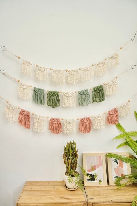 Macrame Garland, Colorful Macrame Bunting, Boho Banner Decor, Teen Room Decor, Party Decoration, Macrame Flag, Graduation Party - Etsy Australia Macrame Classroom Decor, Macrame Stand, Macrame Flag, Macrame Birthday, Boho Banner, Macrame Bunting, Macrame Banner, Twisted Macrame, Macrame Wedding Decor