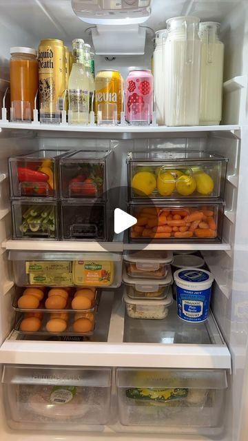 Shelby Wright on Instagram: "the fridge of my dreamsss 🥕🍓🥑🫐  all fridge organizers are from Amazon!! comment LINK & I’ll dm you the list of organizers used! (also in my sf) 💌" Ikea Refrigerator Organization, Small Refrigerator Organization, Small Fridge Organization, Fridge Organization Ideas, Fridge Organizers, Utensil Drawer Organization, Tea Organization, Organization Lists, Fridge Organisers