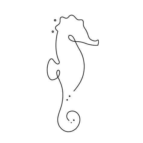 Fine Line Seahorse Tattoo, Simple Seahorse Tattoo, Simple Ocean Animal Tattoo, Small Seahorse Tattoo, Sea Horse Tattoos, Tattoo Seahorse, Seahorse Outline, Seahorse Drawing, Tattoo Line Art