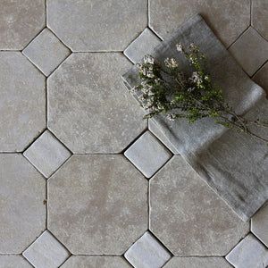 Moroccan Limestone | Octagon | 8x8 | Meknes | Matte – Alexander James Octagon Tile, Earthy Beauty, Entryway Tile, Entry Tile, Glazed Brick, Limestone Flooring, Limestone Tile, Zellige Tile, House Tiles