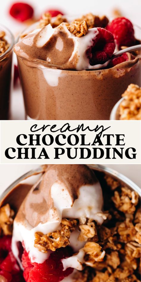 Creamy Chocolate Chia Pudding (dairy-free) Chocolate Chia Pudding Recipes, Vegan Banana Pudding, Chia Pudding Recipes Healthy, Feasting On Fruit, Chocolate Chia Seed Pudding, Chia Seed Recipes Pudding, Chocolate Breakfast, Chocolate Chia Pudding, Chia Pudding Recipes