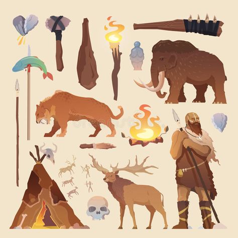 Stone Age Display, Stone Age Activities, Stone Age Animals, Stone Age People, Stone Age Man, Prehistoric Man, Human Icon, Watercolor Paper Texture, Vector Elements