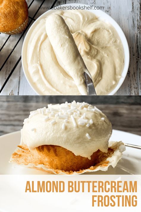 Amaretto Buttercream Frosting, Almond Icing Recipe, Almond Buttercream Frosting Recipe, Almond Buttercream Frosting, Almond Icing, Biscuit Cupcakes, Almond Frosting, Almond Buttercream, Almond Cupcakes