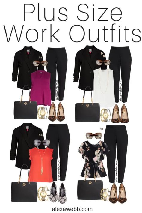 Plus Size Fall Work Outfits - Alexa Webb Plus Size Work Outfits, Plus Size Herbst, Fall Work Outfits, Zebra Heels, Work Outfits Frauen, Plus Size Business, Black Pant Suit, Plus Zise, Plus Size Work