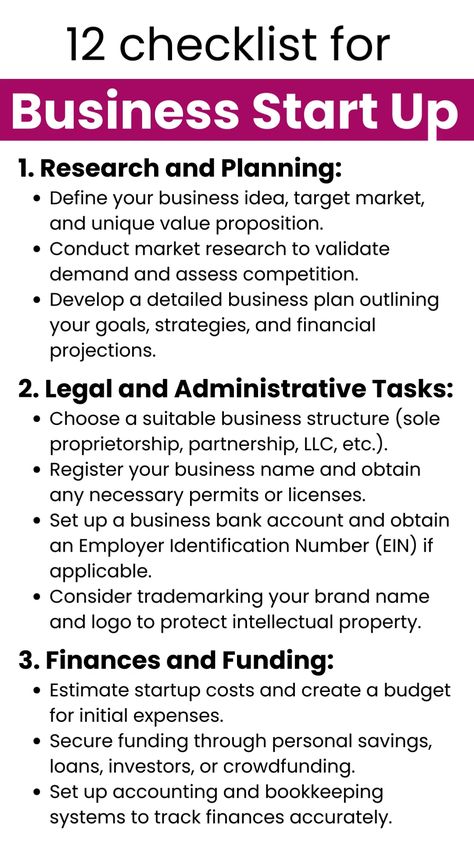 "🚀 Starting your own business? Get off to a strong start with our comprehensive 12-point checklist for business startup success! From legal and financial considerations to marketing strategies and operational essentials, this guide has you covered every step of the way. Launch your dream venture with confidence and clarity. Pin it now and unlock the key to entrepreneurial success! #BusinessStartup #Entrepreneurship #SmallBusinessTips" Startup Business Plan Entrepreneurship, Business Entrepreneur Startups, Financial Literacy Lessons, Business Plan Outline, Llc Business, Business Bank Account, Business Notes, Startup Business Plan, Creating A Business Plan