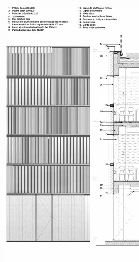 CoCo architecture, Jean de Giacinto Composite, Edouard Decam · A new college in a French village · Divisare Architecture Facade Material, Structure Architecture Drawing, Material Board Architecture, Shading Architecture, Architecture Kindergarten, Facade Drawing, French Village, Facade Material, Facade Architecture Design