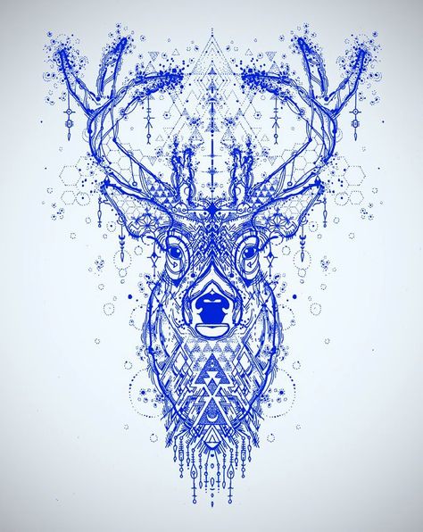 Love the detail Zantangle Art, Stag Tattoo, Petit Tattoo, Deer Tattoo, Tattoo Sticker, Deer Head, Animal Tattoos, A Drawing, Geometric Designs