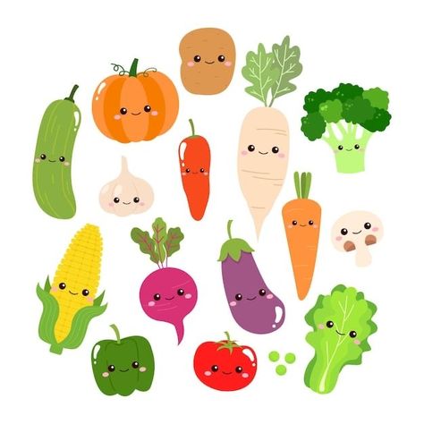 Vegetable Illustration Art, Fruit Mural, Vector Vegetables, Cute Vegetables, Cartoon Vegetables, Farm Cartoon, Vegetable Cartoon, Drawing Books, Vegetable Illustration