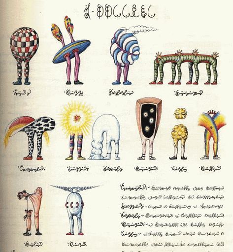 Codex Seraphinianus Illustrations, Codex Seraphinianus Book, Luigi Serafini, Codex Seraphinianus, Strange World, Cool Monsters, Italian Artist, Illuminated Manuscript, Weird World