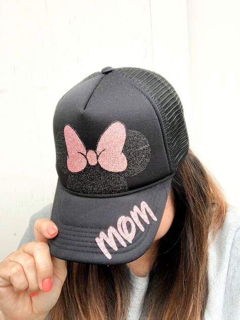 Disney 2023, Monogram Hats, Rhinestone Projects, Minnie Bow, Etsy Promotion, Painted Hats, Glitter Colors, Couple Bedroom, Minnie Ears