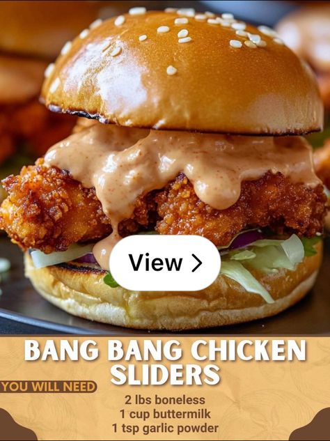 Lemon8 · BANG BANG Chicken Sliders  · @Shanya Blue Bang Bang Chicken Sliders, Bang Bang Chicken, Slider Sandwiches, Diy Desk Decor, Chicken Sliders, Clay Diy Projects, Football Food, Boneless Skinless Chicken, Chicken Sandwich