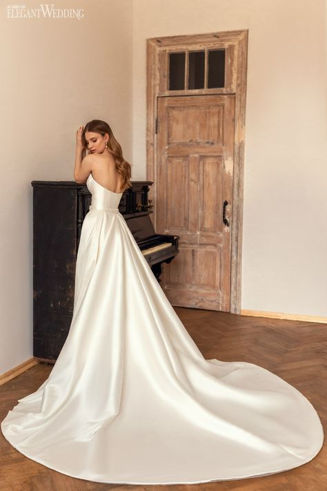 EVA LENDELLika 4 Wedding Dress Detachable Train, Strapless Satin Wedding Dress, Wedding Dress Detachable Skirt, Bridal Gowns Plus Size, Draped Corset, Detachable Train Wedding Dress, Plus Size Vestidos, Eva Lendel, Elegant Wedding Gown