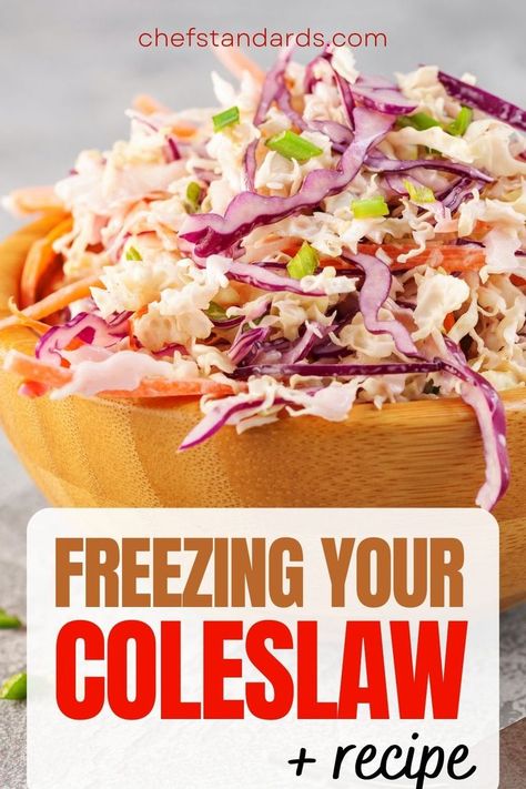 Find out whether you can freeze coleslaw, what type is suitable for freezing, how to freeze it properly, and how to defrost it the right way. Freezer Coleslaw Recipe, Freezer Slaw Recipe, Freezer Slaw, Meals You Can Freeze, Slaw Recipe, Slaw Recipes, Coleslaw Mix, Coleslaw Recipe, Freezer Meals