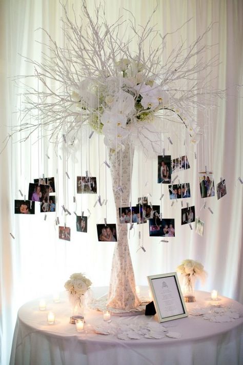 21 Fabulous wedding photo display ideas | http://www.fabmood.com/20-fabulous-wedding-photo-display-ideas/ Diy Photo Display, Wedding Photo Display, Tree Wedding, Diy Photo, Romantic Weddings, Reception Decorations, Luxury Bedding, Photo Displays, Quinceanera