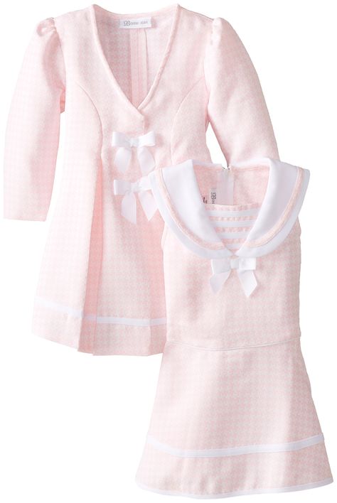 Bonnie Jean Little Girls' Check Coat and Dress Set, Pink, 2T Lace Dress For Kids, Coat And Dress, Pink Check Dress, Houndstooth Coat, Check Coat, Bonnie Jean, Check Dress, Casual Work, Dress Set