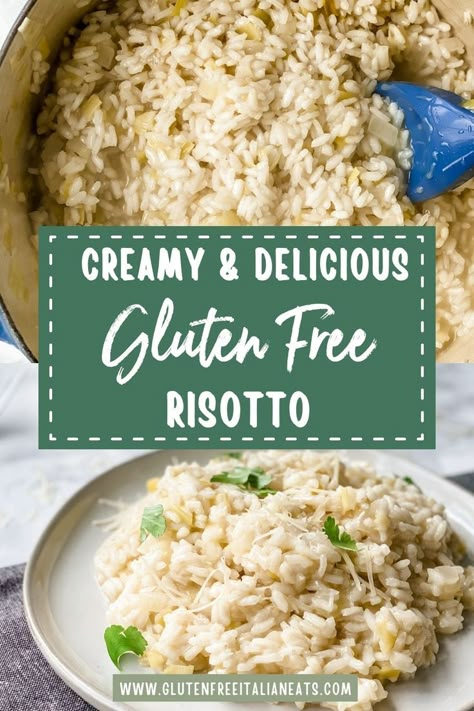 two pictures of risotto Healthy Risotto Recipes, Side Dishes Gluten Free, Gluten Free Italian Recipes, Risotto Recipes Chicken, Easy Risotto, Risotto Recipes Easy, Italian Side Dishes, Gf Df Recipes, Chicken Risotto