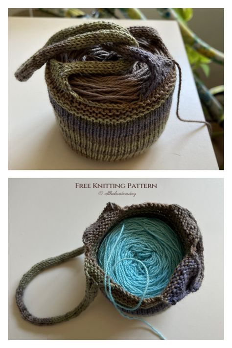 Knit Bags Free Pattern, Bag Knitting Patterns, Knit Bag Pattern Free, Knit Bag Pattern, Knit Pouch, Knitting Things, On The Go Bag, Small Knitting Projects, Learning To Knit